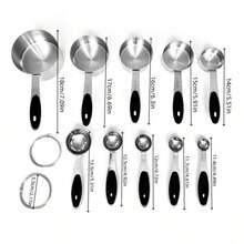 Black Silicone Handle Measuring Cup And Spoon With Clear Markings, Suitable For Dry Or Liquid Ingredients, Cooking Accessories, Baking Essentials, Modern Kitchen Tools, Kitchen Utensils, High-Quality Spoon, Dry Ingredient Spoon - Black - View 7