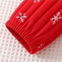 Baby Girl Bow Ribbed Snowflake Print Dress With Socks And Headband Multi-Piece Set Newborn Gift - Red - View 6