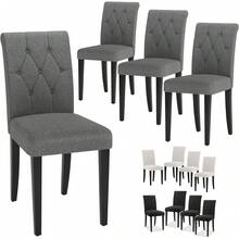 Upholstered Dining Chairs Set Of 4, Button Tufted Parsons Dining Chair With Solid Wood Legs, Modern Fabric Side Chair For Dining Room/Kitchen/Restaurant/Hotel- Grey - Grey - View 5