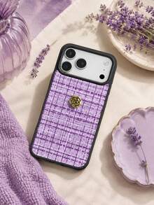 1件蕾絲紋理時尚手機殼，適用於Apple智慧型手機，高品質Apple 17手機殼，防震防摔Apple 17 Pro Max手機殼，金色山茶花Apple 17e手機保護殼，2合1 Apple 16手機殼，輕量智慧型手機殼，夏季清爽旅行Android智慧型手機殼，Galaxy S26 Ultra手機殼，可愛手機殼適合送給朋友的禮物，防震半包覆Honor手機保護殼，便攜防震手機殼套 - 紫色 - 查看 4