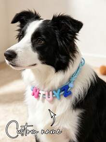 1pc Colorful Customized Letter Dog Collar, Customized Pet Name, Personalized Pet ID Tag, Customized Acrylic Name Tag, Customizable Letter Dog Collar, Birthday Gift, Pet Supplies, Pet Lover Gift, Suitable For Family, Friends And Pets - Grey - View 6