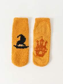 1/2/3/4 Paar Halloween Socken, Kürbis Muster Socken und Fledermaus Muster Damen Socken. Rutschfeste Bodensocken, Socken für den Innenbereich - Verschiedenfarbig - Übersicht 49