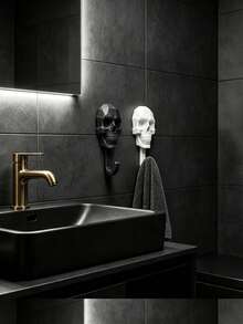 Skull Wall Hook, Creative Gothic Style Towel Hook, Vintage Skull Bone Coat Rack, Bathroom Towel Rack, Entryway Key Holder, Bedroom Door Storage Hook, Halloween Punk Style Wall Decor - Multicolor - View 4