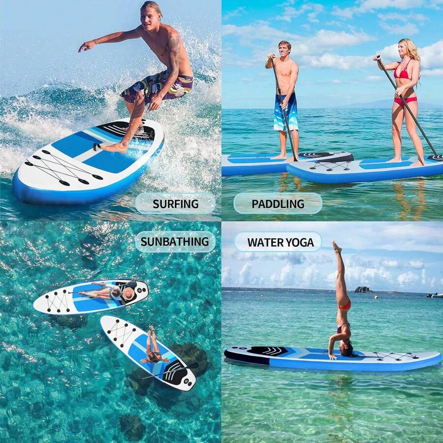 Inflatable Stand Up Paddle Board SUP Accessories & Carry Bag, Wide Stance, Surf Control, Non-Slip Deck, Leash, Paddle And Pump, Standing Boat For Youth & Adult