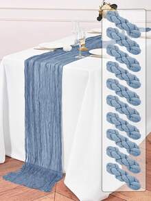 10入波希米亞風紗布桌旗，長度180cm/300cm/400cm，可重複使用，多色可選，適用於婚禮、餐廳、居家聚會、節日派對、會議桌裝飾 - 彩色 - 查看 21