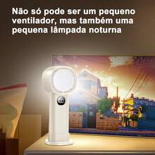 Ventilador turbo portátil com 100 velocidades, carregamento mini USB, indicador digital de energia, modo de luz noturna, carregamento rápido Tipo-C e bateria de longa duração, ideal para viagens, camping, praia e uso diário. - Rosa chiclete - Visão 4