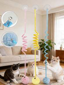 Cat Toy, Cat Spring Ball Retractable Spring Toy, Colorful Spring Tube, Interactive Rolling Ball Colorful Lively Spring Coil, Cage Mouse Spring Action Toy, Indoor Cat Pet Supplies, Durable And Sturdy, Encourage Cat Exercise, Random Color - View 4