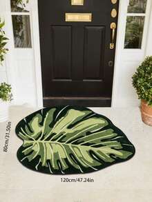 1 pieza Alfombra de baño suave, absorbente y esponjosa con estampado de hojas en color verde menta, adecuada para la decoración del hogar, la entrada y la protección interior, alfombra de baño, felpudo, alfombra pequeña, alfombra, decoración del hogar, alfombra pequeña de área, alfombra de exterior, decoración del hogar, alfombra de área, alfombra de dormitorio, alfombra lavable - Multicolor - Ver 13