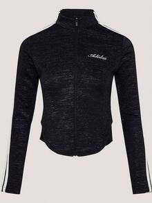 Adidas 女款 DCE DK SLIM JKT 針織無領夾克 KX8909 - 黑色 - 查看 1