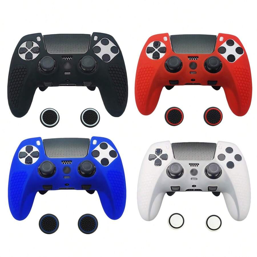 適用於 PlayStation 5 Elite 控制器,1件保護殼 + 2件搖桿帽套組,防滑顆粒設計,防刮、防滑、防汗、防塵,增強遊戲操控手感,實用遊戲配件 - 查看 1