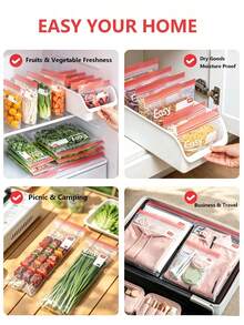 YIYOUJIA EASY YOUR HOME EASY YOUR HOME PE Food Storage Bag, Reusable Freezer Bag For Fridge Organizer, Dual Zipper Pouch For Snack Family Meal Prep, 4 Sizes - View 9