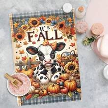 2/4/48pcs Autumn Series Small Flower & Cow Harvest Pattern Printed Kitchen Towels - Ultra Soft, Highly Absorbent Polyester Dish & Hand Towels, Perfect For Holiday Decor, Kitchen Decor, Party Decor. - Multicolor - View 9