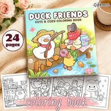 GDTME Libro de Colorear con Tema de Amigos Patos: Libro de Colorear con Patrones Audaces y Fáciles para Adultos y Niños, Ilustraciones Ricas y Lindas de Compañeros Patos, Páginas para Colorear, Regalo Festivo para Útiles Escolares, Halloween, Navidad y Diversas Reuniones de Fiesta, Mejorando la Creatividad, Bellamente Diseñado - amigos patos - Ver 2