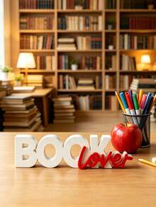 5-Inch Book Decor, Minimalist 3D Plastic Letter Sculpture Ornament, Modern Aesthetic Bookshelf Desktop Accessory, Cute Book Lover Gift, Suitable For Librarians, Teachers, Bookworms, Home Office Desktop Decoration, Available In Black, Pink, Red - Multicolor - View 3