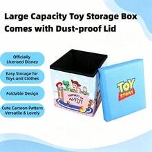 Mesuca 1 buah Kotak Penyimpanan Bergambar Kartun Berlisensi Resmi Disney, Tersedia Berbagai Warna, Dapat Dilipat, Kapasitas Besar, Anti Debu, Dilengkapi Tutup, Kotak Penyimpanan Pakaian & Mainan Serbaguna - Biru - View 2