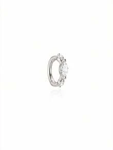 EleRunis 1pc 925 Sterling Silver Classic Cubic Zirconia 6/8/10mm Cartilage Ear Cuff Earring, 18K Gold Plated Upper Ear Cartilage Ear Cuff, Women's Daily Wear Party Style - Silver - View 16