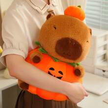 Halloween Pumpkin Capybara Plush Toy, Soft Plush Stuffed Doll, Ghost Pumpkin Doll Pillow, Halloween Party Ornament, Children's Exchange Gift - Multicolor - View 8