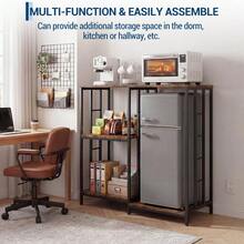 Techigher 4-Tier Kitchen Bakers Rack With Mini Fridge Stand, Industrial Microwave Storage Shelves, Coffee Bar Table With Metal Frame For Kitchen & Office, 95 X 40 X 103 Cm - Multicolor - View 2