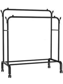 Double-Tier Garment Rack (96*38*135cm) – Heavy-Duty Metal With Shoe Rack, Storage & Organization, Easy To Assemble (Black) - View 4