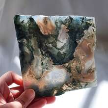 1pc Stunning Crystal Cluster Moss Agate Crystal Raw Stone Slice,Finely Polished,Home Decoration And Addirions,Holiday Gifte,Desktop Ornaments - Multicolor - View 10
