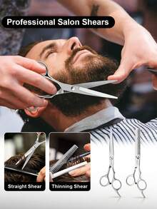HIENA Silver Professional Hair Clipper Set, Precise Trimming, Soft Thinning, Hairstyle Styling And Contour Modification, Manually Adjustable Scissors, Designed To Create A Salon Level Experience, Suitable For Home Use And Professional Hairdressers - Silver - View 4