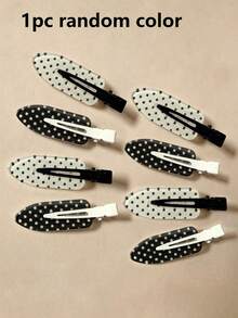 12/8/4/1pc Seamless Black & White Polka Dot Hair Clips, Fashionable Bangs & Messy Bun Hair Clips, Suitable For Dates, Beach Vacation, Formal Wear, Outings, Gifts, Versatile Hair Clips For School And Daily Wear - Polka Dot Clip - View 13
