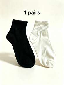 1/5/10/20 Pairs Solid Color Pattern Bidirectional Neutral Couple Sports Socks, Mid-Calf Socks, Boat Socks, Spring/Summer Holiday Gift, Valentine's Day, Women's Socks, Boyfriend Gift - Multicolor - View 17