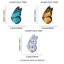 1pc Gold Trim Realistic Butterfly Enamel Pin, Blue Morpho Delft Blue Floral Monarch Butterfly Lapel Pin, Metal Pin For Jackets Bags, Art Lover Gift - Multicolor - View 7