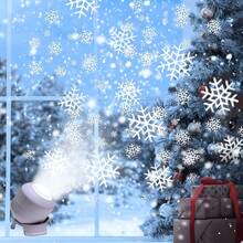 1pc Christmas Snowflake Projection Light + 1pc Base, Home Projection Light, Christmas Statue Light, Dynamic Christmas Pattern, Home Decor, Holiday Decor, Room Decor, Living Room, Party, Wedding, Christmas, Halloween - White - View 5