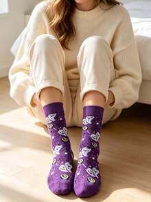 3/6 Pairs Halloween Socks, Cute Cartoon Ghost Pumpkin Mid-Calf Socks, European And American Ins Socks, Couple Casual Versatile Socks, Gift Socks - Multicolor - View 2