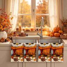 2/4/48pcs Autumn Series Owl Cartoon Pattern Printed Kitchen Towels - Ultra Soft, Highly Absorbent Polyester Tablecloths And Hand Towels, Perfect For Holiday Decor, Kitchen Decor, Party Decor - Multicolor - View 2