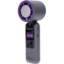 Portable Handheld Ice Cooling Fan, Rechargeable Personal Fan, 100-Speed Stepless Adjustment, 4000mAh (2000mAh*2) Rechargeable Lithium Battery, LED Light And Digital Display, Foldable Handheld Fan, Suitable For Travel And Outdoor - Dark Grey - View 2