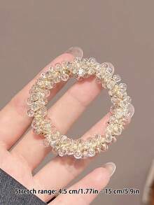 2pcs/1pc Minimalist Rhinestone Decorated Hair Scrunchies, Elastic Hair Ties, Hair Clips For Women,Travel,Birthday - Multicolor - View 18