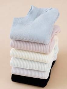 6 Pairs Women's Macaron Solid Color Cotton Socks, Non-Slip Heel Low-Cut Invisible Socks, Skin-Friendly Breathable Casual Daily Socks - Multicolor - View 5