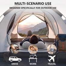 Outdoor Camping Press-Inflated U-Shaped Pillow, Neck Support Pillow, Travel Essential, Foldable Portable Flocked Inflatable Travel Pillow U-Shaped Pillow - Multicolor - View 3