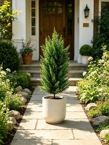 1pc Artificial Pine Tree, Faux Greenery With Natural Trunk, Pointed Base Design For Direct Planting, Low Maintenance Yard Landscaping, Home Decor, Holiday Atmosphere, Pot Not Included (3 Shovels Need To Be Purchased Separately) - Multicolor - View 8