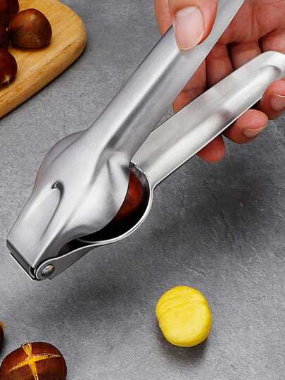 1pc Stainless Steel Nut & Chestnut Opener In Silver Color, Suitable For Fruits & Vegetables