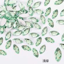100顆/包 7*15mm 橄欖形水鑽，壓克力銀色底平背水鑽，尖頭橄欖形不對稱無孔水鑽，適用於舞蹈服裝、包包、鞋子DIY裝飾 - C - 查看 24