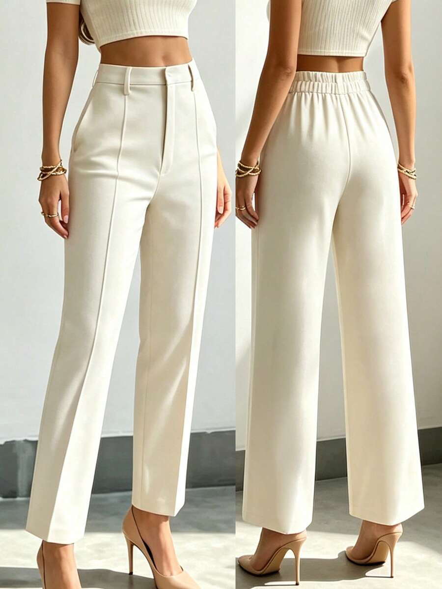 Women's Straight-Leg Business Pants, Elegant & Refined, Versatile For Various Commuting Occasions White Spring