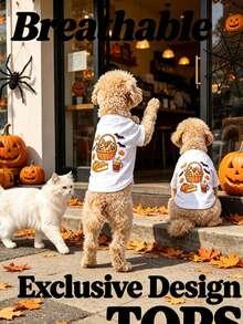 1 buah Pakaian Hewan Peliharaan Cocok Untuk Kucing dan Anjing, Atasan Halloween yang Menyenangkan, Bernapas, Hangat dan Anti-Rontok Untuk Penggunaan di Dalam dan Luar Ruangan - MultiWarna - View 4