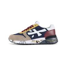 Men's Retro Color Block Suede Panel Sneakers Breathable Mesh Casual Running Shoes Non-Slip Printed Sole Fashion Walking Trainers - 邇富大米灰藍卡 - 查看 2