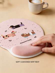 1pc Cute Cartoon Dachshund Print Ergonomic Mouse Pad With Wrist Support, Memory Foam Anti-Fatigue Pain Relief Non-Slip Soft Mouse Pad, Aesthetic Puppy Desktop Accessory, Suitable For Office, Home, Computer, Laptop, Student, Teenager Daily Use - Multiple Colors and Styles - View 10