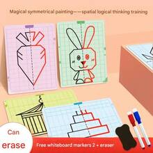 20 piezas de hojas de cuadrícula con patrón simétrico, reutilizables, 10 piezas de papel de cuadrícula de doble cara, patrones surtidos, set de dibujo con cuadrícula simétrica borrable, hojas de cuadrícula con dibujos animados lindos, adecuadas para práctica de control de lápiz, uso en el hogar y la escuela, regalo de vuelta a la escuela, regalo de vacaciones, regalo de vuelta a la escuela - Multicolor - Ver 4