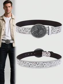 1pc Vintage Men's Elegant Style Casual Artificial PU Wide Belt, Suitable For Casual Pants, Skirts, Daily, Work, Dating, Party, Christmas, Valentine's Day - Men's Belt - View 1
