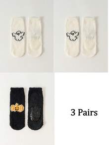 1/2/3/4 Paar Halloween Socken, Kürbis Muster Socken und Fledermaus Muster Damen Socken. Rutschfeste Bodensocken, Socken für den Innenbereich - Verschiedenfarbig - Übersicht 46