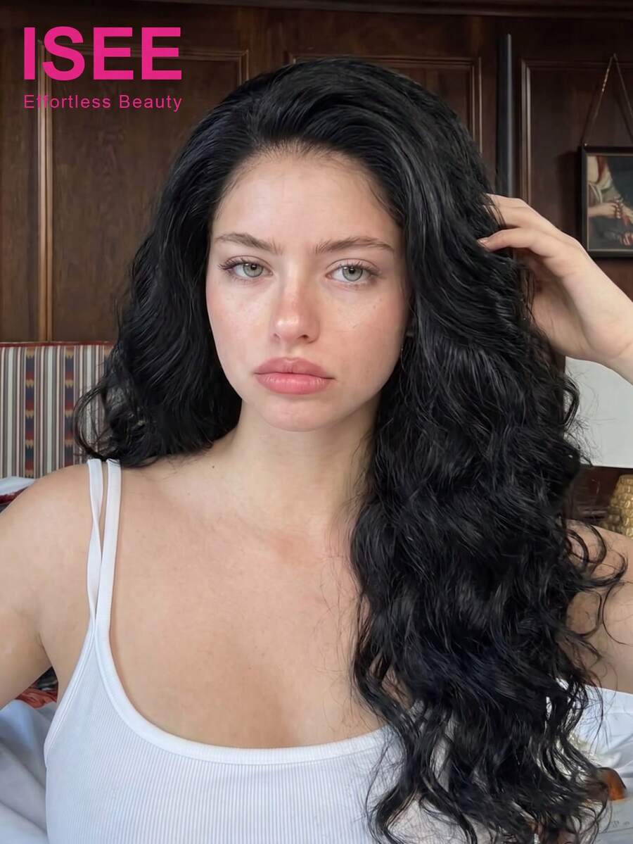 ISEE Hair Body Wave Invisi Draw-Strings 360 Lace Frontal Glueless Wig Wear And Go Natural Color 14-26 Inch 180% Density Soft & Silky Pre-Bleached Pre-Plucked Hairline Seamless Blend Natural Scalp Look For Women - SNatural - View 1