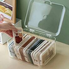 1 buah Kotak Penyimpanan Transparan Kapasitas Besar dengan Tutup Flip Top, Kotak Meja Anti Debu yang Dapat Ditumpuk, Tutup Tertutup Rapat, Kotak Penyimpanan Akrilik Multifungsi, Cocok untuk Menyimpan Masker, Aksesoris Rambut, Barang Kecil, Obat-obatan, Alat Tulis - MultiWarna - View 8