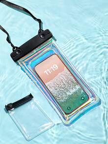 1/2/4pcs Airbag Shockproof Waterproof Phone Pouch, Waterproof Bag, Travel Essential, Universal Waterproof Phone Bag, Airbag Waterproof Phone Pouch, Waterproof Phone Case With Lanyard, Suitable For IPhone15/14/13/12/11 Pro Max, Swimming Underwater Waterproof Phone Case, Beach Phone Dry Bag, Sports Bag, Casual Travel, Vacation, Summer Swimming Bag, Holiday Supplies, Beach Accessories, Pool Floats - Black - View 5