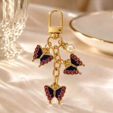 1pc Women's Fashion Alloy Butterfly Keychain, Elegant Exquisite Butterfly Pendant Bag Charm - Purple - View 2