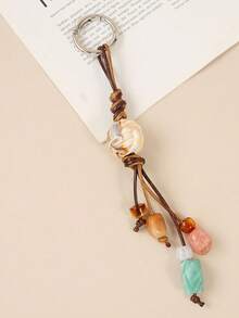 1pc Minimalist Vintage Beaded Keychain Bag Charm,Handbag Charms - Multicolor - View 3